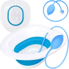 Sitz Bath For Hemorrhoids, Sitz Bath For Toilet Seat, Postpartum Care, Sits Bath Kit For Women, Flusher Hose, Drain Holes, Deeper Bowl - Multicolor - Rokomari